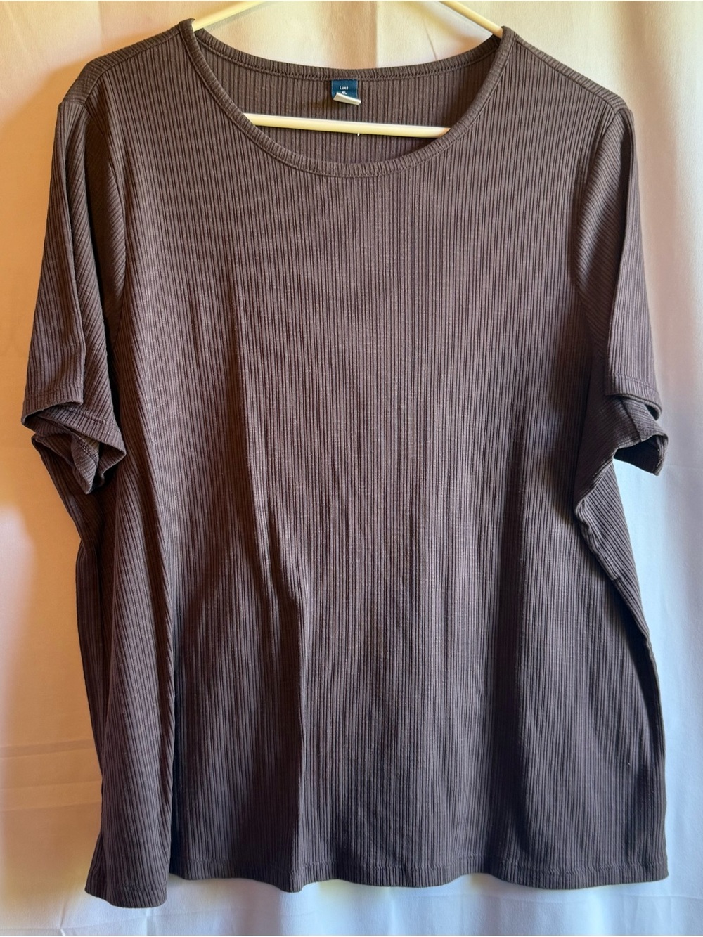 Old Navy Ribbed Short-Sleeve Tee Heather Brown Size XL
